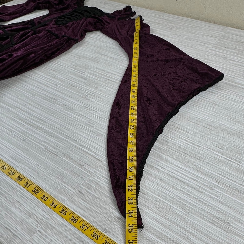 Medieval Ren Faire Dress Small Purple Halloween Costume Velvet Lace Up - Picture 4 of 8